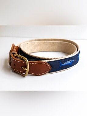 Men’s Canvas Leather Belt blue marlin